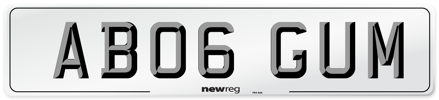 AB06 GUM Number Plate from New Reg